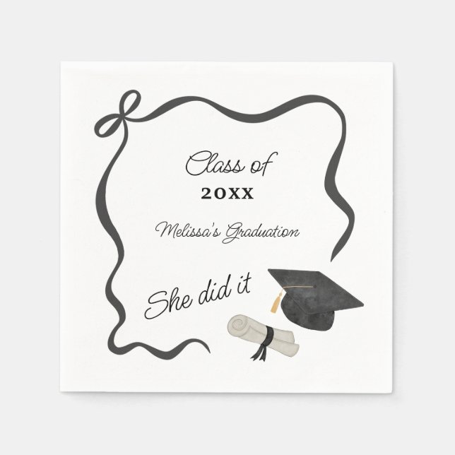 Serviette En Papier Black Bow Graduation (Devant)