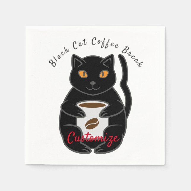 Serviette En Papier Black Cat Coffee Break Thunder_Cove (Devant)