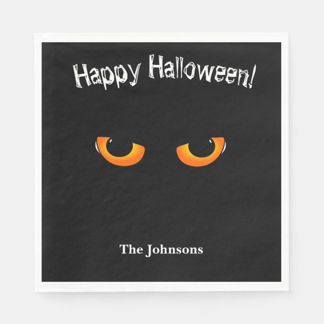 Serviette En Papier Black Cat Eyes Halloween Party Naples (Devant)