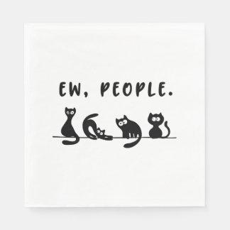 Serviette En Papier black cat funny womens ew people meowy cat lovers