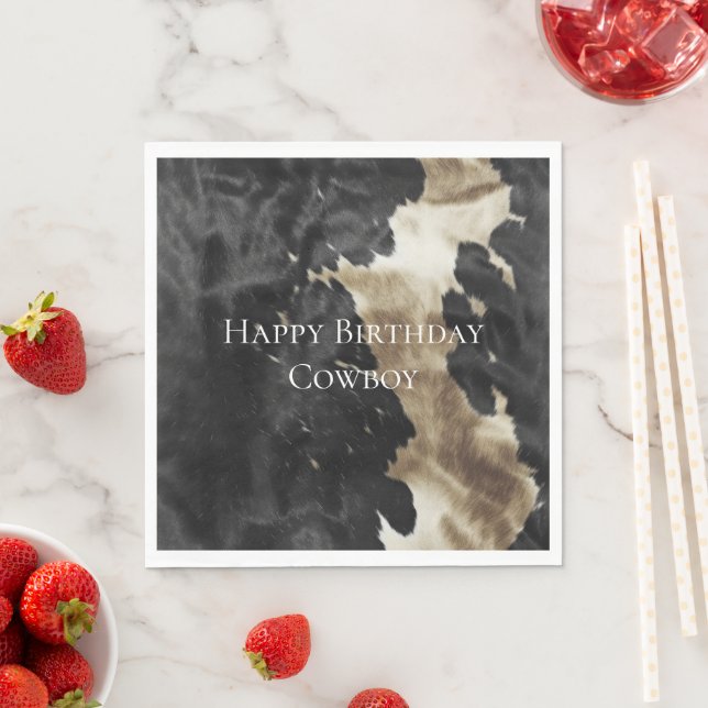 Serviette En Papier Black Champagne Gold Cowhide (En situation)