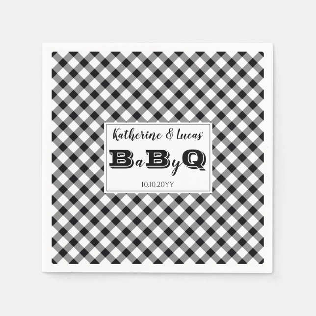 Serviette En Papier Black | Chèques blancs Bébé Q BBQ Douche serviette (Devant)