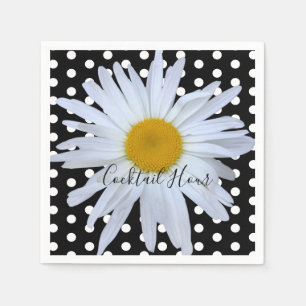 Serviette En Papier Black Chic Blanc Pois Fun Daisy Personnalisé