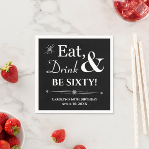Serviette En Papier Black Eat Drink Be Sixty Throwback 60e anniversair