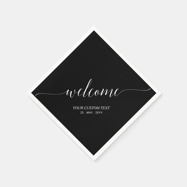 Serviette En Papier Black | Élégante Soirée d'accueil élégante (Coin)