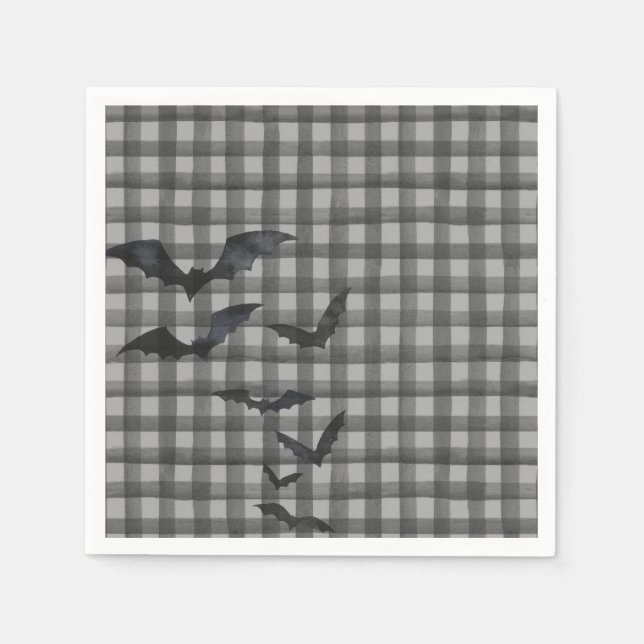 Serviette En Papier Black Gingham Little Boo Ghost Birthday Dessert (Devant)