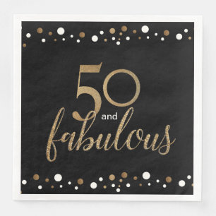 Serviette En Papier Black Gold 50 et fabuleux 50e anniversaire