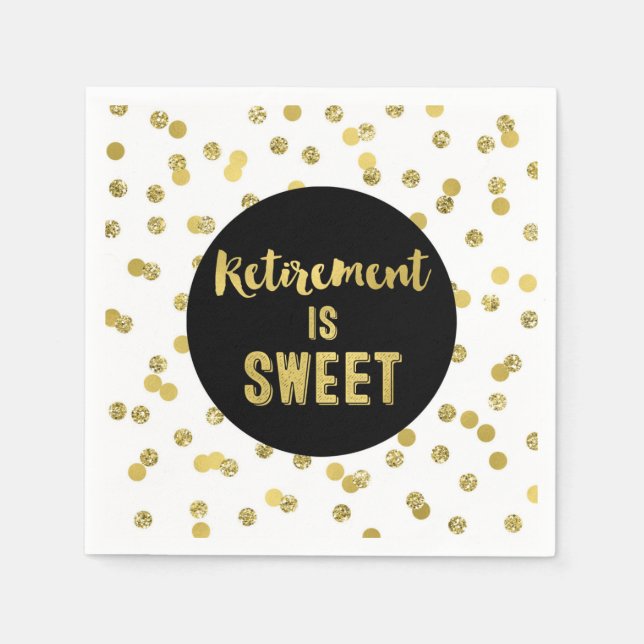 Serviette En Papier Black Gold Confetti Retirement est doux (Devant)