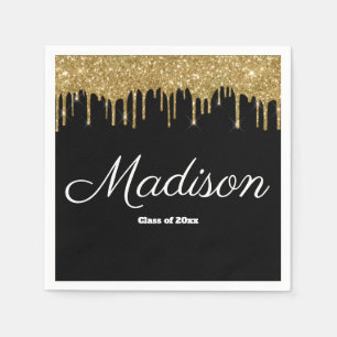 Serviette En Papier Black Gold Graduation Party Classe de 2022 Papier