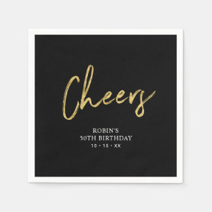 Serviette En Papier Black & Gold   Lettres pour fête d'anniversaire ad
