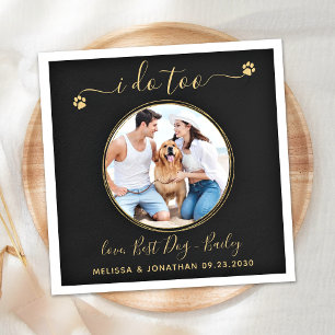 Serviette En Papier Black Gold Mariage Je fais trop personnalisé chien