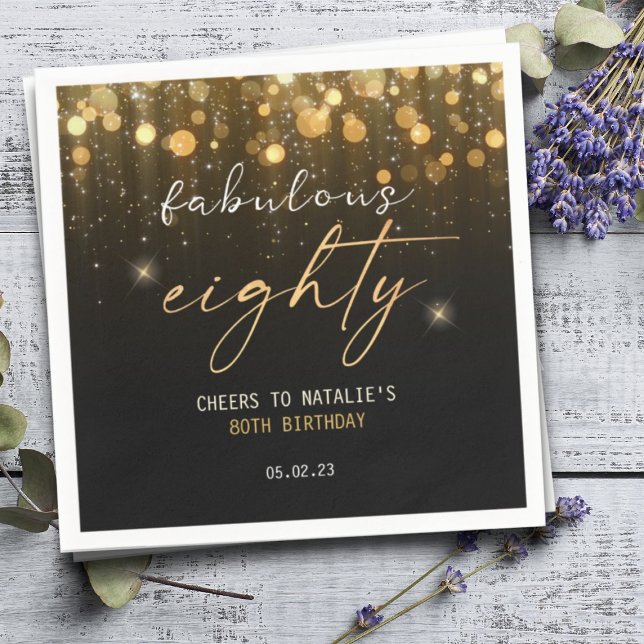 Serviette En Papier Black Gold Parties scintillant Sparkle Glam 80e an (Créateur téléchargé)