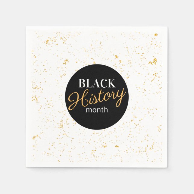 Serviette En Papier Black & Gold Specks Mois de l'histoire des Noirs (Devant)