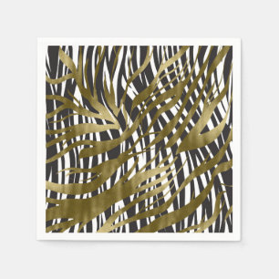 Serviette En Papier Black & Gold Zebra Print Safari Chic Glamor