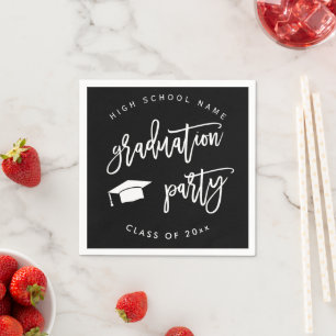 Serviette En Papier Black Graduation Party Classe de cocktail