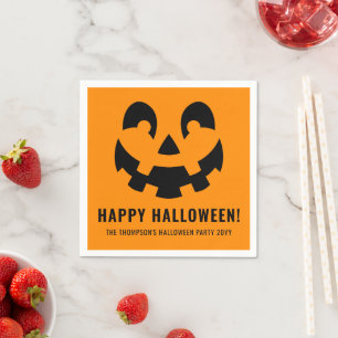 Serviette En Papier Black Happy Halloween Citrouille forme visage sur 