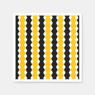 Serviette En Papier Black & Jaune Géométrique Funky Motif moderne