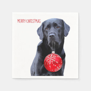 Serviette En Papier Black Lab Joyeux Noël - adorable chien du Labrador