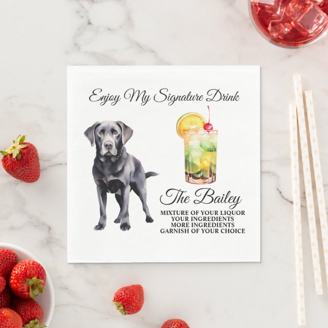 Serviette En Papier Black Lab Signature Boire Mariage Animaux domestiq (En situation)