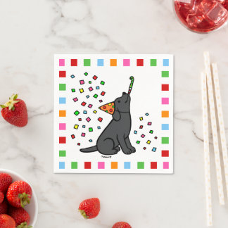 Serviette En Papier Black Labrador Birday Party Confetti