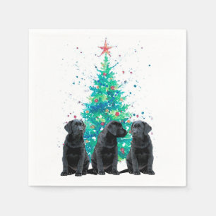 Serviette En Papier Black Labrador Christmas Tree mignonne Chien Chien