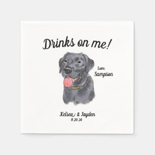 Serviette En Papier Black Labrador Mariage Cocktail Napkin