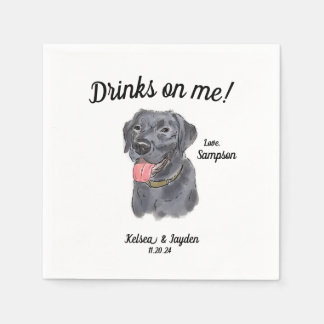 Serviette En Papier Black Labrador Mariage Cocktail Napkin