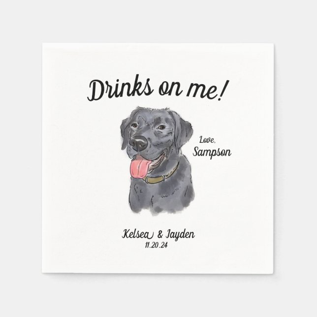 Serviette En Papier Black Labrador Mariage Cocktail Napkin (Devant)