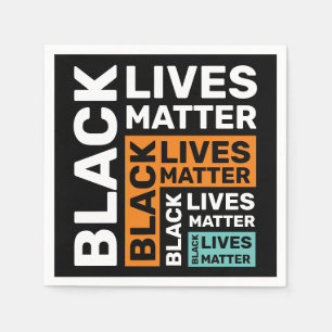 Serviette En Papier Black Lives Matt Simple Orange Blue Typographie