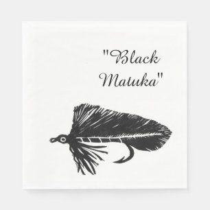 Serviette En Papier Black Matuka bandoulière, pêche à la mouche, art d