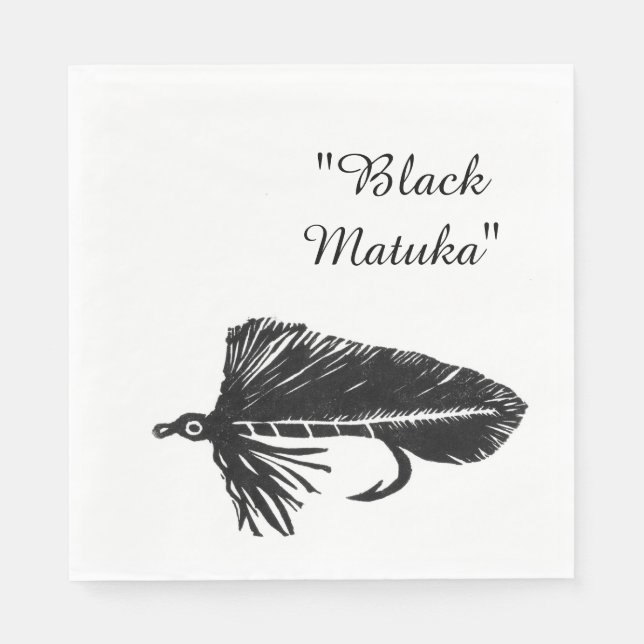 Serviette En Papier Black Matuka bandoulière, pêche à la mouche, art d (Devant)