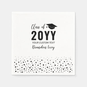 Serviette En Papier Black Modern Confetti Graduation Party