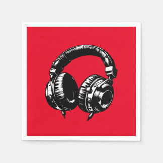 Serviette En Papier Black Music Headphones Dance DJ Anniversaire