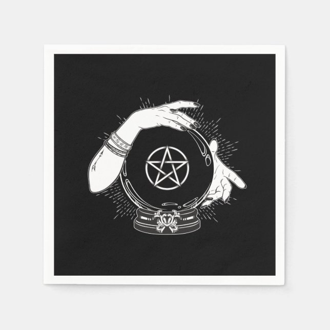 Serviette En Papier Black Mystic Fortune Teller Mystical Crystal Ball (Devant)