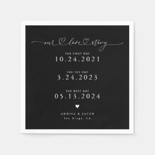 Serviette En Papier Black Our Love Story Script Hearts Mariage