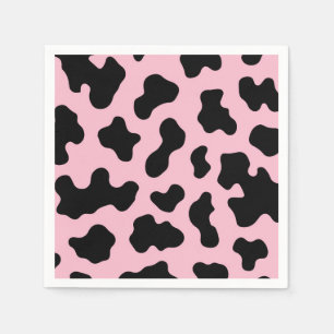 Serviette En Papier Black & Pink Cow Imprimer Anniversaire
