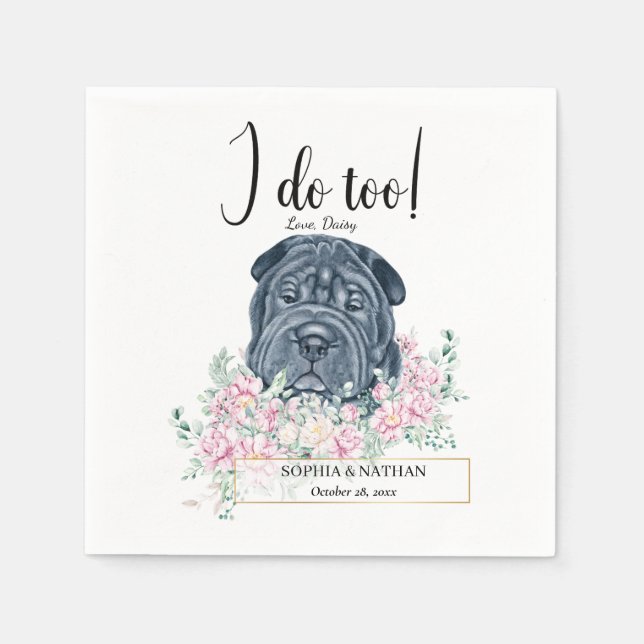 Serviette En Papier Black Shar Pei Chien Mariage Cocktail Napkins (Devant)