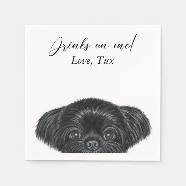 Serviette En Papier Black Shih Tzu Mariage Cocktail Napkin (Devant)