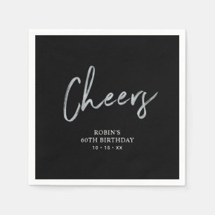 Serviette En Papier Black & Silver Lettre pour l'anniversaire d'un a