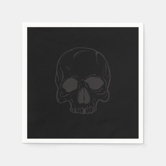 Serviette En Papier Black Skull Rock Star Cool Black Birthday Party (Devant)