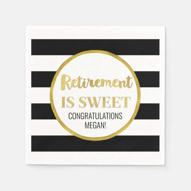 Serviette En Papier Black Stripes Gold Retirement est doux (Devant)