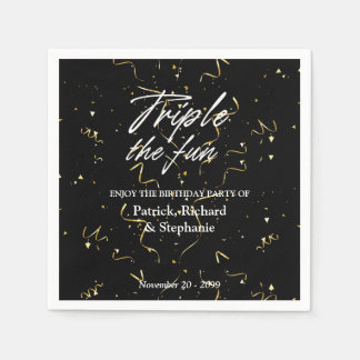 Serviette En Papier Black Triple the Fun Friends Joint Birthday