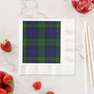 Serviette En Papier Black Watch Tartan bleu vert Plaid