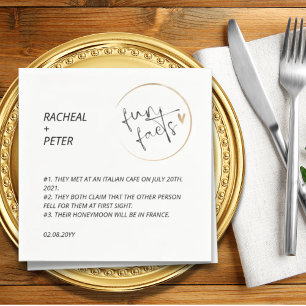 Serviette En Papier Black White Chic Moderne Fun Facts Script Mariage