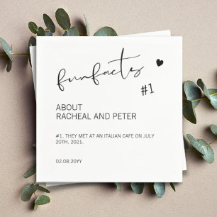 Serviette En Papier Black White Chic Moderne Fun Facts Script Mariage