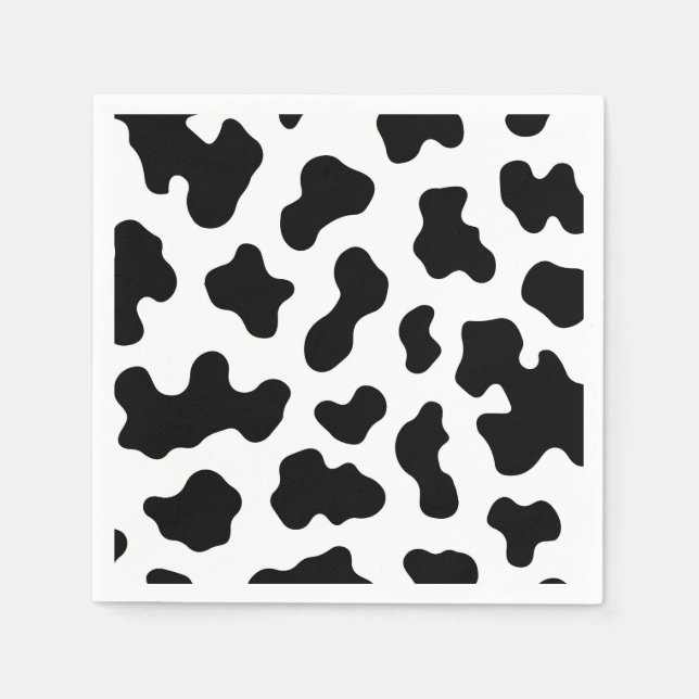 Serviette En Papier Black & White Cow Imprimer Anniversaire (Devant)