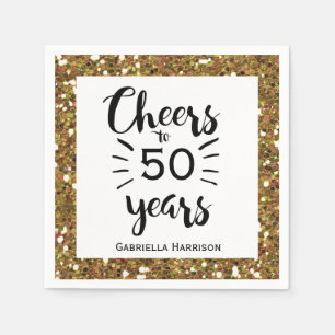 Serviette En Papier Black White et Gold 50e anniversaire
