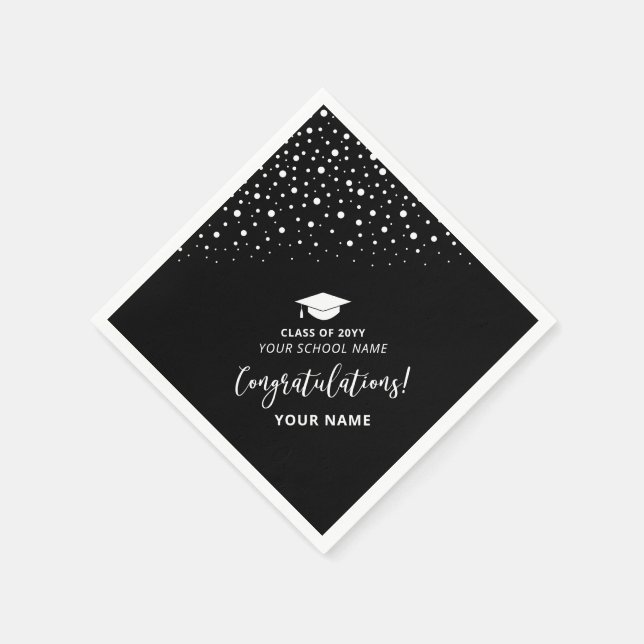 Serviette En Papier Black & White Modern School Graduation Party (Coin)