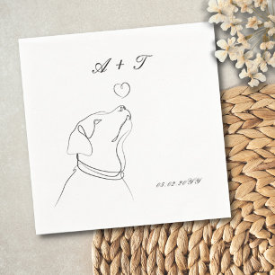 Serviette En Papier Black White Pet Doodle Couple Mariage Monogramme