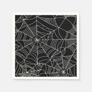 Serviette En Papier Black & White Spiderwebs Fête d'Halloween